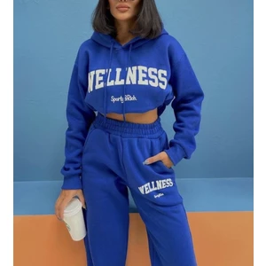 Amor Man Kapüşonlu Wellness Baskılı Tam Kışlık 3 Iplik Oversize Sokak Modası Kadın Eşofman Takımı