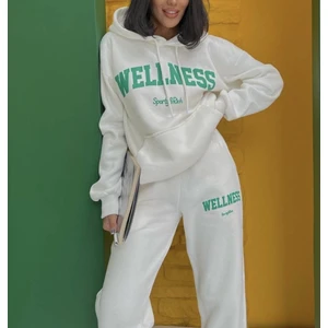 Amor Man Kapüşonlu Wellness Baskılı Tam Kışlık Oversize Sokak Modası Kadın Eşofman Takımı