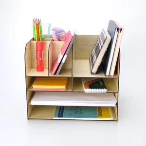 10 Bölmeli Masaüstü Organizer Dosya Düzenleyici Akça Ahşap Organizer(Montajı Yapılmış)