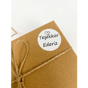 Butik Sosyetik Teşekkür  Ederiz Kalpli 40 mm Yapışkanlı Sticker Etiket 120 Adet