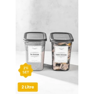Etiketli 2 Adet Toz ve Tablet Deterjan Saklama Kutusu Deterjan Saklama Kabı 2 Litre