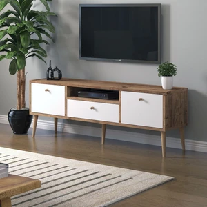 Mbes Mobilya Beyza Ahşap Ayaklı 140 cm Atlantik  Beyaz Tv Sehbası