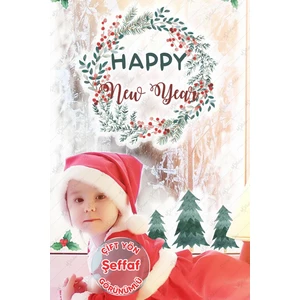 MSticker Yılbaşı Çelengi, Mutlu Yıllar Yılbaşı Sticker Happy New Year Cam Duvar Sticker Yılbaşı Süsü YB14