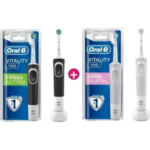 D100 Cross Action Siyah+Sensitive Ultrathin Şarjlı Diş Fırçası