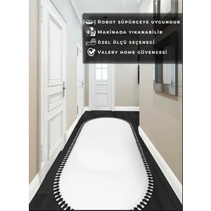 Valery Home Oval Comfort Puffy Ponpon Saçaklı Peluş Yolluk Beyaz