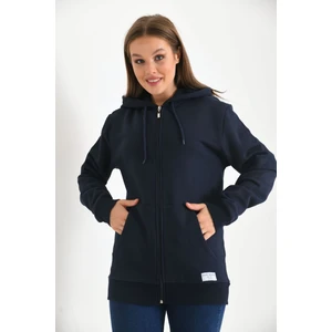 Lacivert Kapüşonlu ve Kanguru Cep Detaylı Sweatshirt