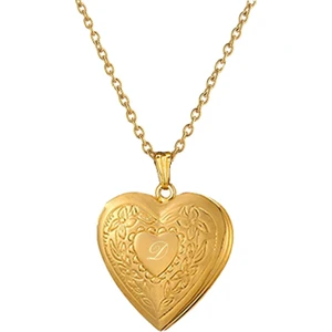 Hediye Shop Kişiye Özel İçine Resim Koyulabilen 18 Ayar Altın Kaplama Kalp Kolye