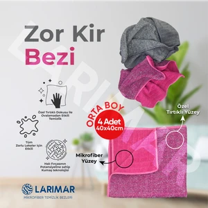 4 Adet Zor Kir Bezi Kurumuş Leke Çıkarıcı Uzun Ömürlü Çift Taraflı Özel Dokuma Teknolojisi 40*40 cm