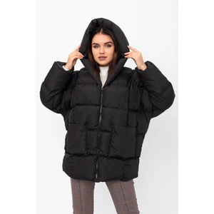 Kadın Kapüşonlu Cepli Oversize Yarasa Şişme Mont 2107