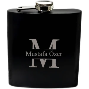 Kişiye Özel Harf ve Isimli Siyah Renkli Paslanmaz Çelik Matara / 6oz