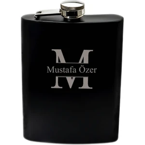 Kişiye Özel Harf ve Isimli Siyah Renkli Paslanmaz Çelik Matara / 8 Oz