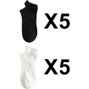 Kadın Bilek Çorap 10'lu Paket – Yüksek Lifli Pamuk, Ter Emici ve Dayanıklı Siyah-Beyaz Renk Seçenekleri