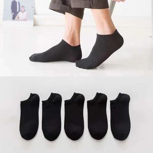 Unisex Yazlık Siyah Patik Çorap 5'li Paket – Yüksek Lifli Pamuk, Nefes Alabilir, Ekstra Rahat ve Desensiz
