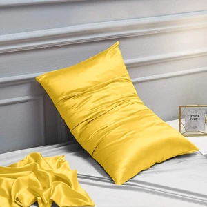 Sarı Ipek Saten Yastık Kılıfı 50 x 70 Tekli