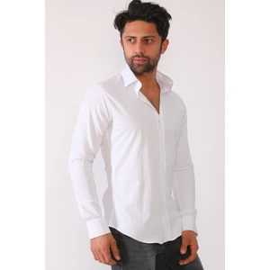 Erkek Siyah Süper Slim Fit Likralı Gömlek