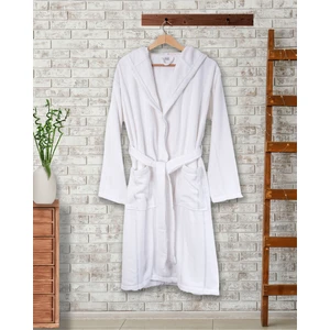Pamuk Kapüşonlu Unisex S/m Bornoz - Lara Beyaz