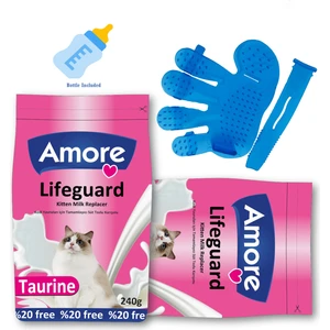 Lifeguard Kedi Süt Tozu 2X240GR, Biberon, Kitten Tüy Toplama Eldiveni Xs