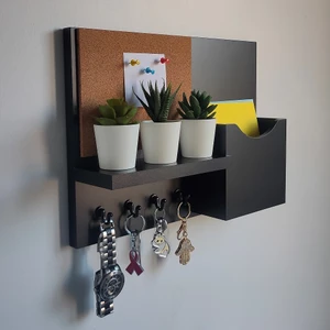 Eblo Home 40 cm Siyah Mantar Pano Antre Askılık Anahtarlık