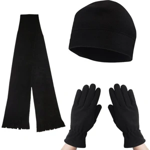 Axe Sportswear Kadın Siyah Termal Polar Eldiven - Polar Bere - Polar Atkı 3'lü Set