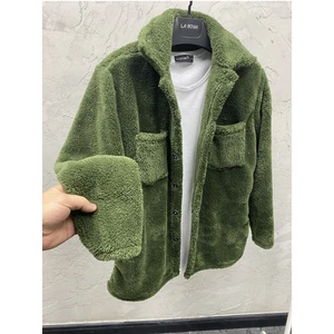 Erkek Düğme Detaylı ve Rahat Giyim Cepli Pelüş Ceket