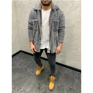 Erkek Düğme Detaylı ve Rahat Giyim Cepli Pelüş Ceket