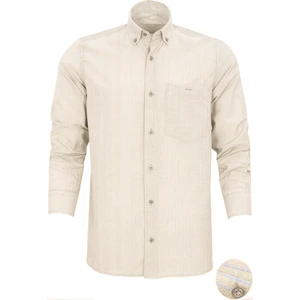 Erkek Bej Kareli Uzun Kol Klasik Kesim Yaka Düğmeli Gömlek