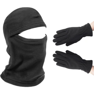 Axe Sportswear Kadın Siyah Kışlık Termal Polar Eldiven - Polar Kar Maskesi 2'li Set