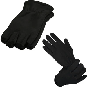 Axe Sportswear Erkek Siyah Kışlık Parmaksız ve Parmaklı Termal Polar Eldiven Ikili Set