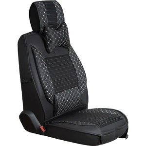 Mk Express opel Astra G Hb Lüks Deri Oto Koltuk Kılıfı Ön/arka Set Siyah/beyaz
