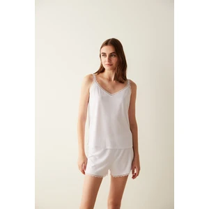 Beyaz Elegant Dantel Detaylı Şort Pijama Altı-gelin Koleksiyonu
