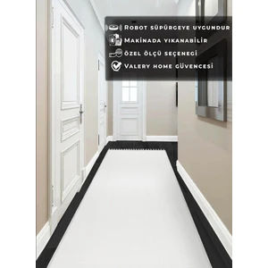 Valery Home Comfort Puffy Ponpon Saçaklı Peluş Düz Yolluk Beyaz