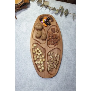 Koza Wood Art Masif Ahşap Çerezlik - Kahvaltı - Kahve - Meyve Sunum Tabağı Tabak Naturel