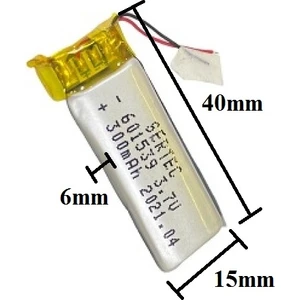 601539 3.7V 300 Mah Lityum Polimer Pil 1.5A (Drone Için Uygun Değildir)
