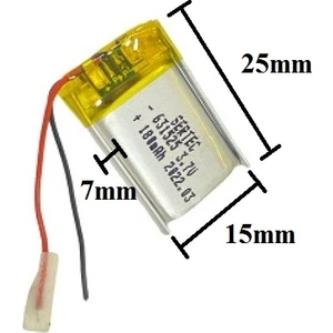 631525 3.7V 180 Mah Lityum Polimer Pil 1.5A (Drone Için Uygun Değildir)