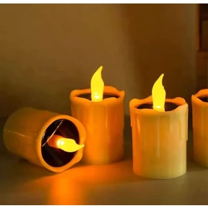 3 Adet Güneş Enerjili Solar Dekoratif LED 1W Alev Efekli Işık Mum Dış Mekan