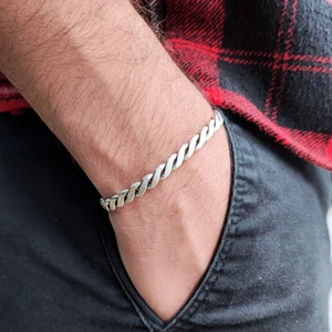 Vip Kehribar El Yapımı Ayarlanabilir Bakır Bileklik, Gümüş Kaplama Şifalı Bileklik, Sarma Bileklik