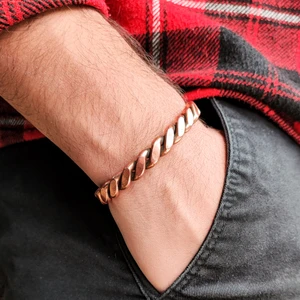 Vip Kehribar El Yapımı Ayarlanabilir Bakır Bileklik, Gümüş Kaplama Şifalı Bileklik, Sarma Bileklik