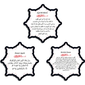 Ahşap Magnet 3'lü, Ayetel Kursi, Bereket Duası ve Nazar Ayeti Yazılı Uv Baskı Siyah