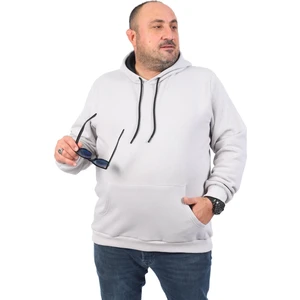 Büyük Beden Erkek Basic Sweat Kapüşonlu 11700-TAŞ Gri