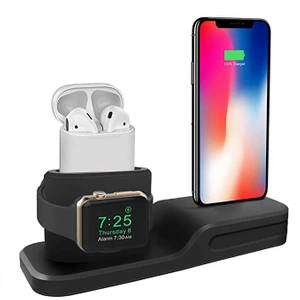 Apple Watch & Iphone &; Air Pods ile Uyumlu Silikon Dock Stand
