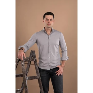 Slimfit Likralı Yaka Düğmeli Spor Erkek Penye Gömlek