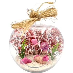 Çiçek Tasarım Sanatları Teraryum Hoş Geldin Kız Bebek Elma Fanus. Arkadaşa Hediye.