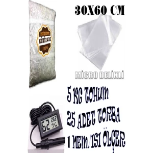 Tohumcu Kikizade İstiridye Mantarı Başlangıç Seti ( 1 kg Tohum ve Nem Ölçer + 10 Adet Micro Delikli Torba)