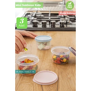 Jet’s Home 3’Lü Set Mini Yuvarlak Saklama Kabı Bpa Free 175 Ml