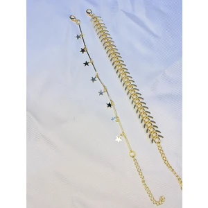 Bers Aksesuar Kadın Altın Kaplama Ikili Zincir Kombin Bileklik Seti