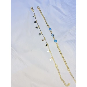 Bers Aksesuar Kadın Altın Kaplama Ikili Zincir Kombin Bileklik Seti