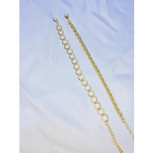 Bers Aksesuar Kadın Altın Kaplama Ikili Zincir Kombin Bileklik Seti