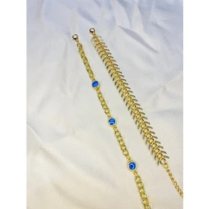 Bers Aksesuar Kadın Altın Kaplama Ikili Zincir Kombin Bileklik Seti