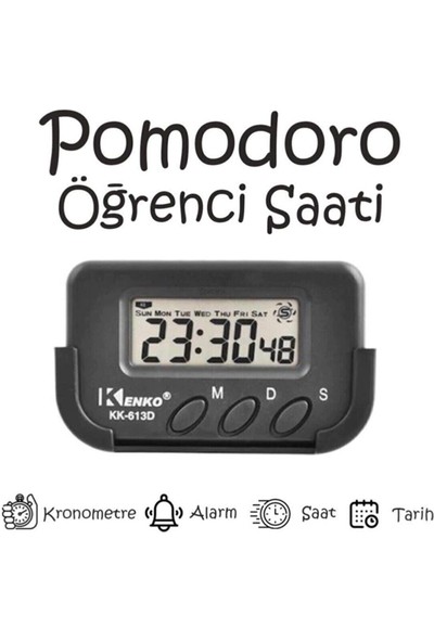 Kenko Pomodoro Öğrenci Saati - Kronometreli Ders Çalışma Saati - Dijital Masa Saati