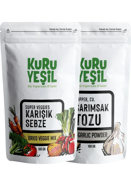 Sebze Karışımı - Sarımsak Tozu - Dried Vegetable Powders - Kuru Sebze Paketi - 200 gr